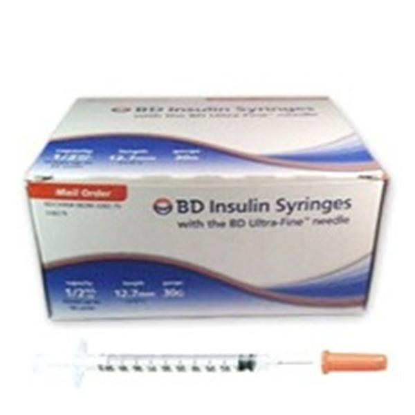 Syringe/Needle 0.5cc 31gx6mm Ultra-Fine Insulin Conventional 100/Bx, 5 BX/CA
